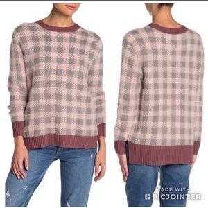 Susina Pink Smoke Buffalo Check Sweater